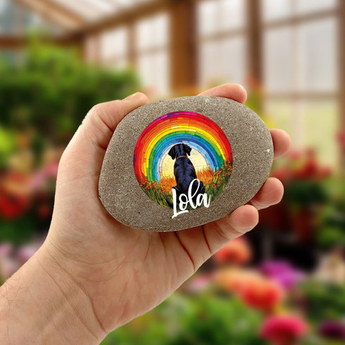 Rainbow Labrador Black Personalised Pebble